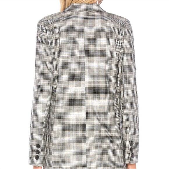 ANINE BING Madeleine Houndstooth Plaid Blazer Black Yellow & Blue M - Picture 3 of 10
